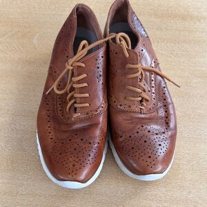 Cole Haan Zero Grand Cognac Leather Oxfords